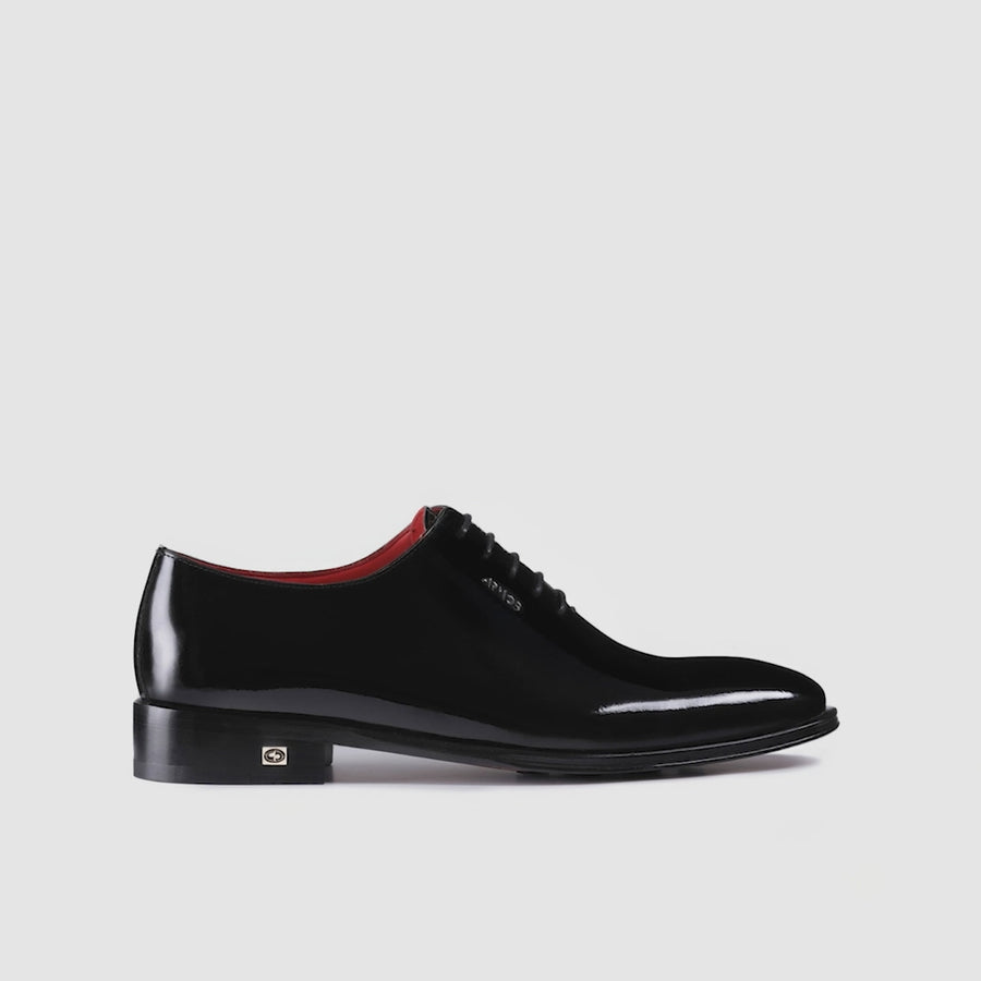 Men's Black Patent Leather Wholecut Oxford - video