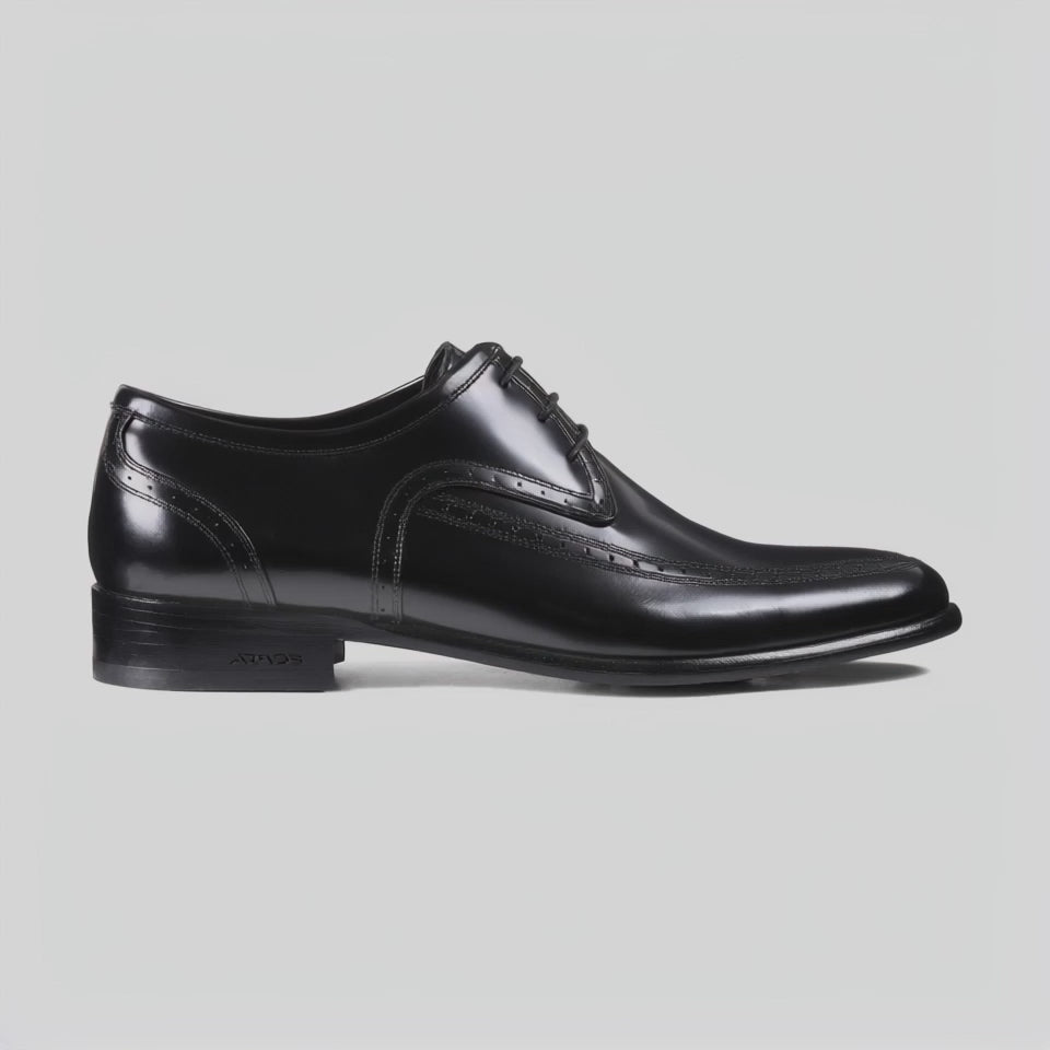 Men's Black Leather Apron-Toe Derby - video