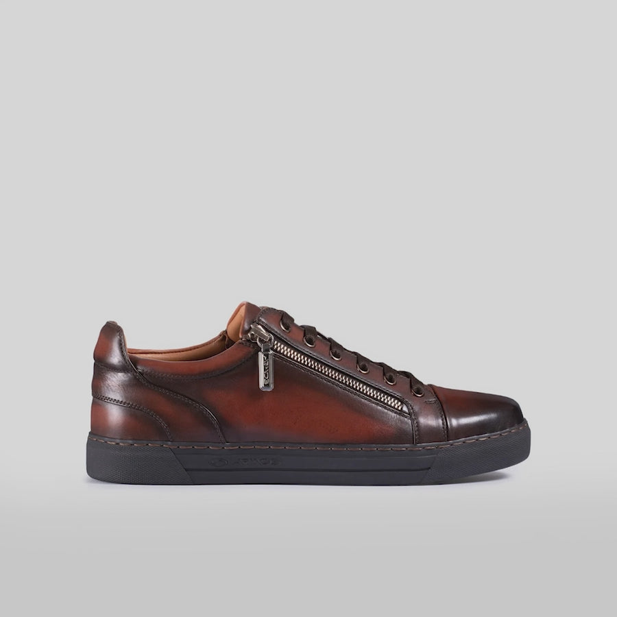 Men's Brown Patina Leather Sneaker - video