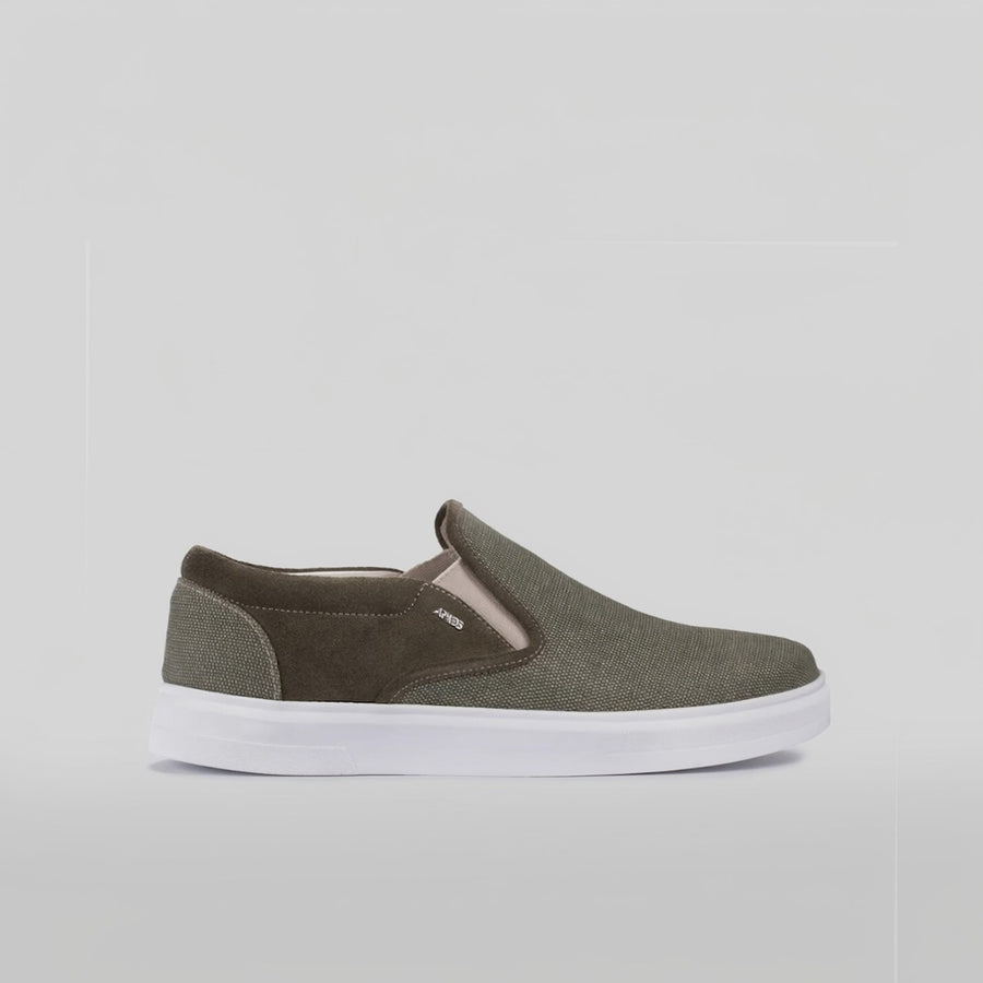 Men's Khaki Linen Slip-On Sneaker - video