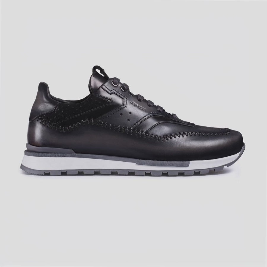 Men's Gray Patina Leather Sneaker - video