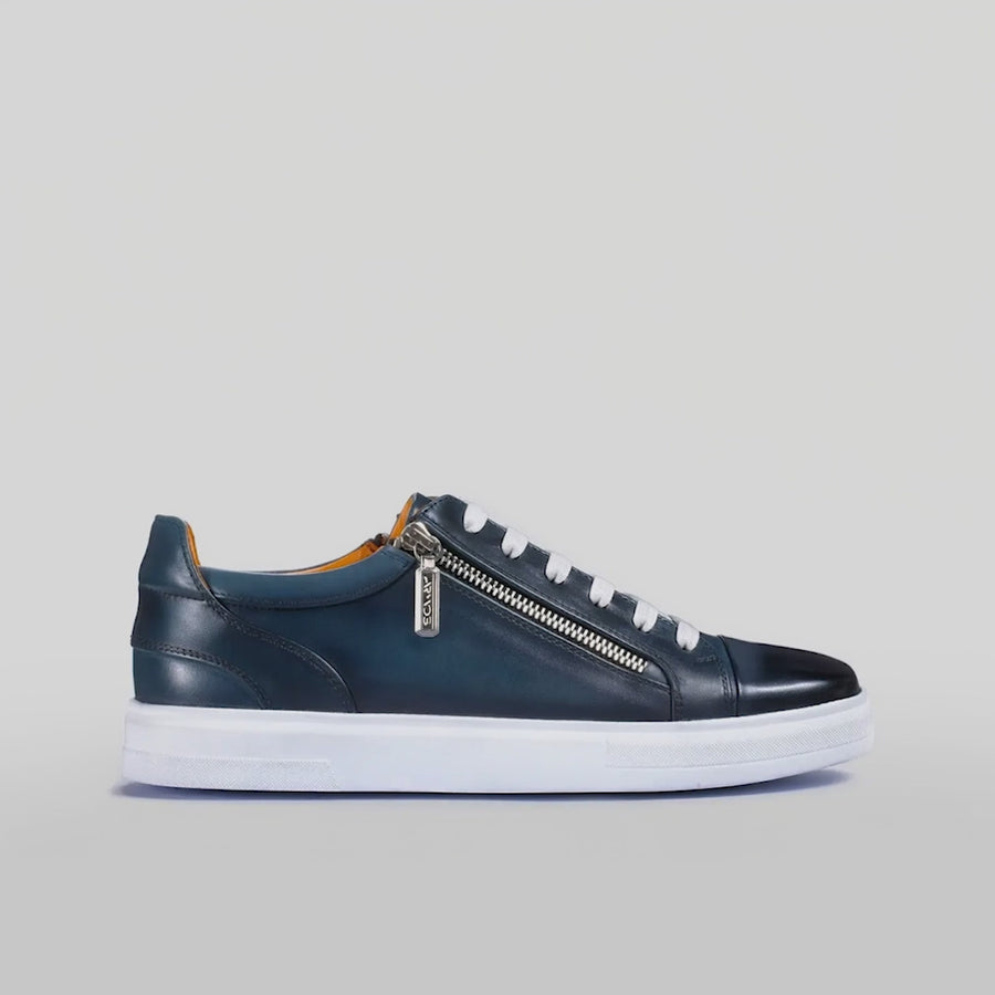 Men's Blue Patina Leather Sneaker - video