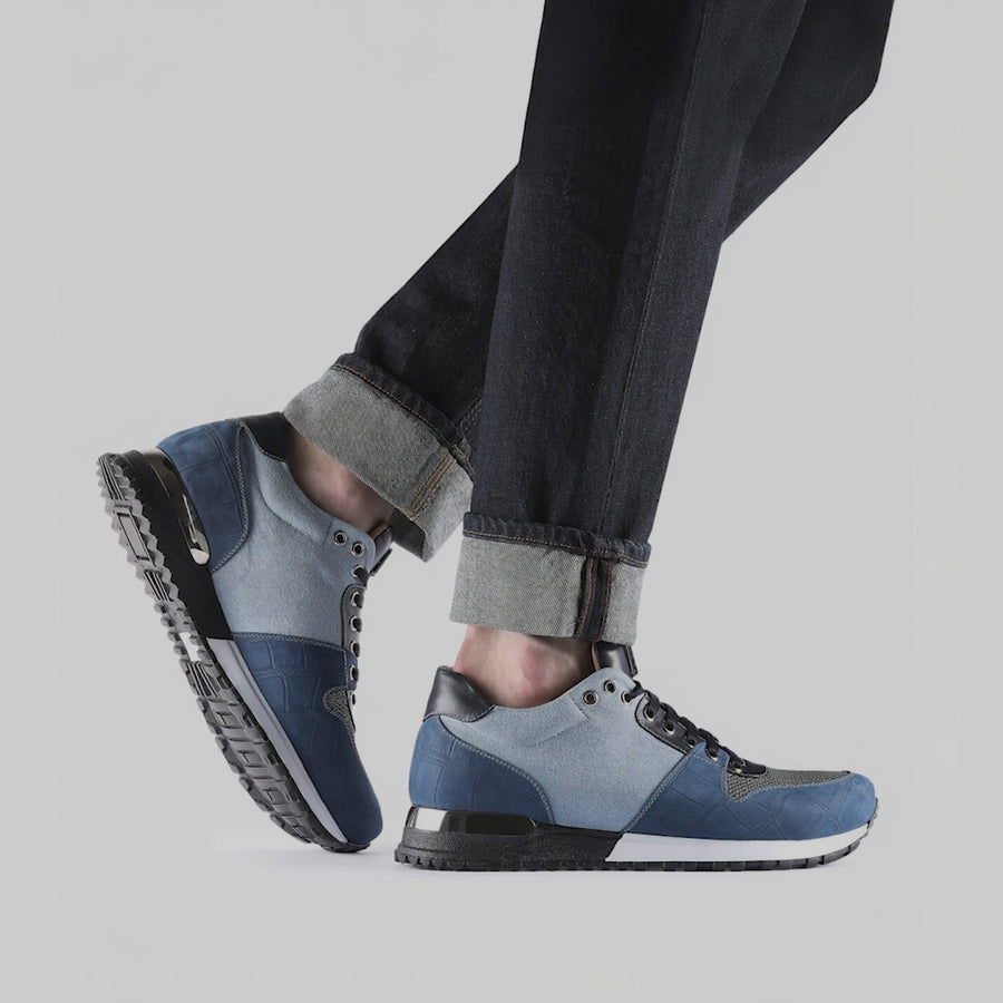 Men's Denim Croc-Embossed Matte Sneaker - video