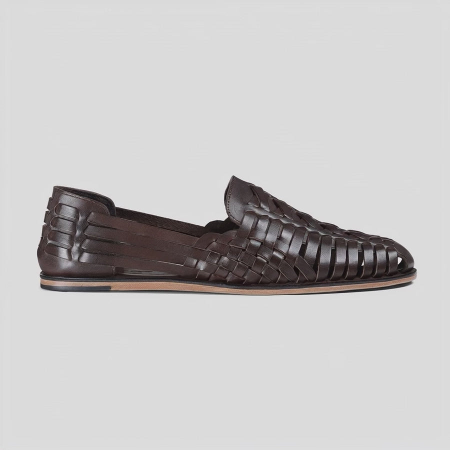 Men’s Dark Brown Leather Huarache Sandal - video