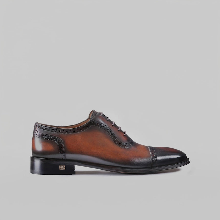 Men’s Brown Patina Cap Toe Brogue Oxford - video