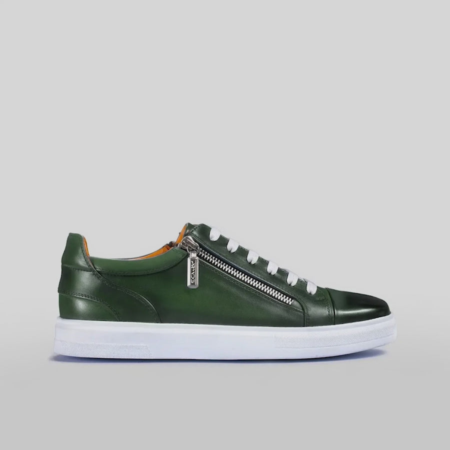Men's Green Patina Leather Sneaker - video