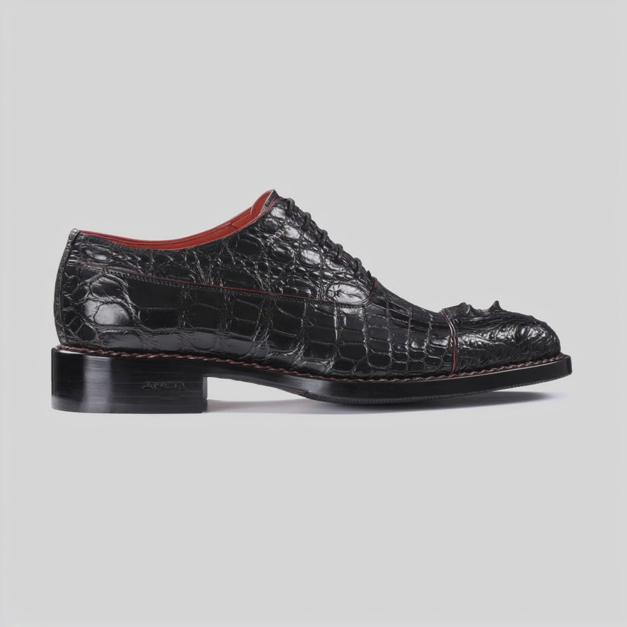 Men’s Black Crocodile Leather Cap Toe Oxford - video