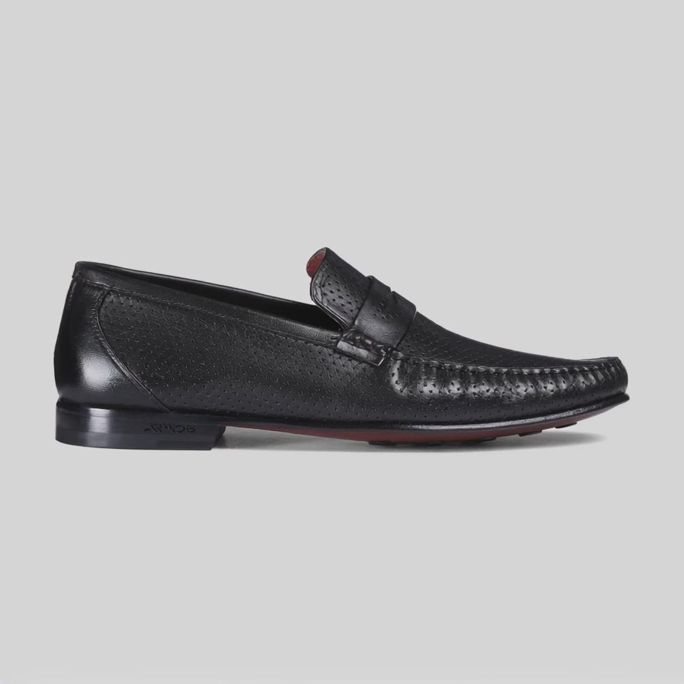 Men’s Black Perforated Penny Loafer
- video