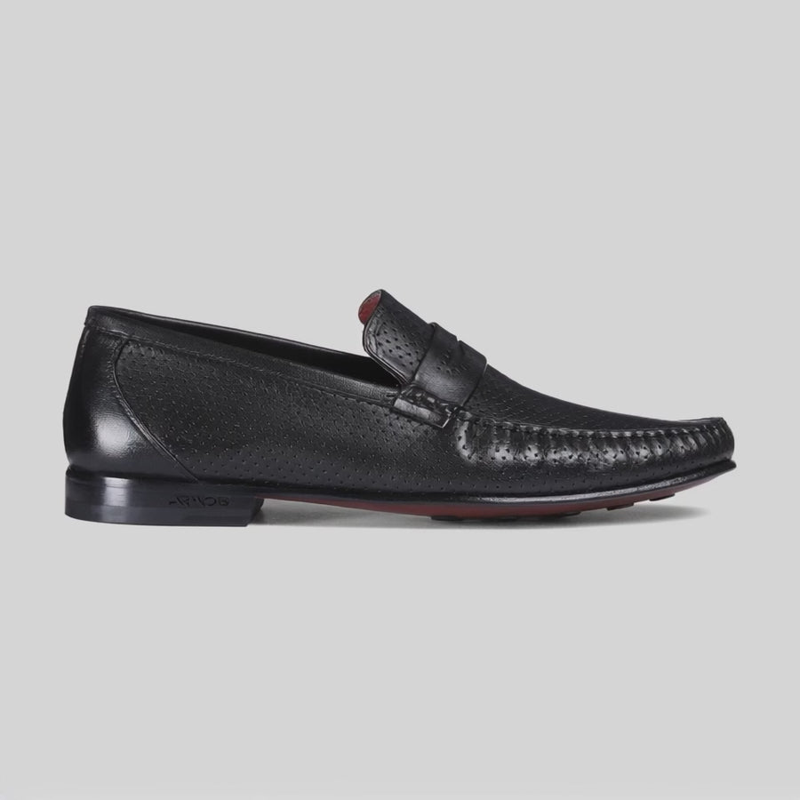 Men’s Black Perforated Penny Loafer
- video