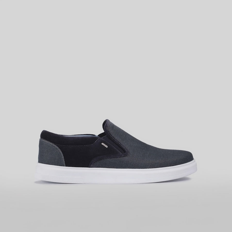 Men's Dark Gray Linen Slip-On Sneaker - video