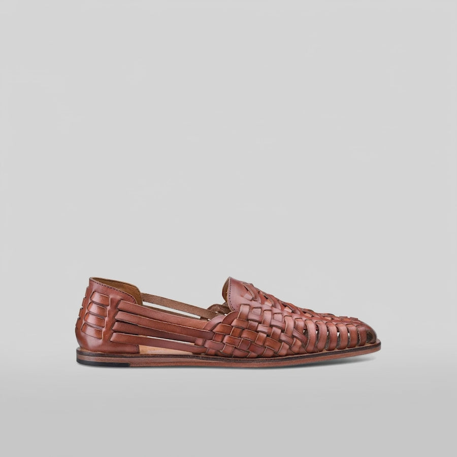Men's Brown Leather Huarache Sandal - video