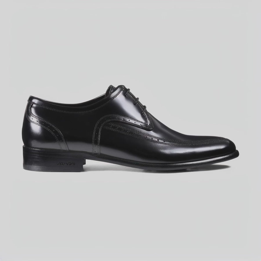 Men's Black Leather Apron-Toe Derby - video