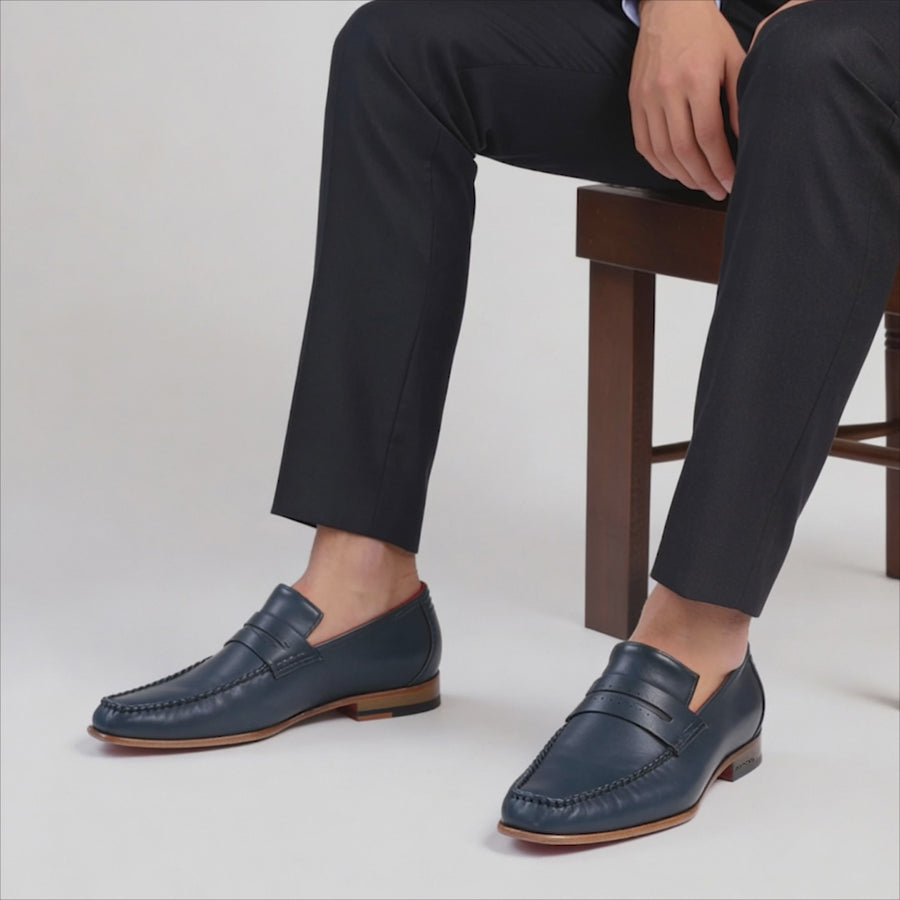 Men's Dark Blue Leather Moccasin - video