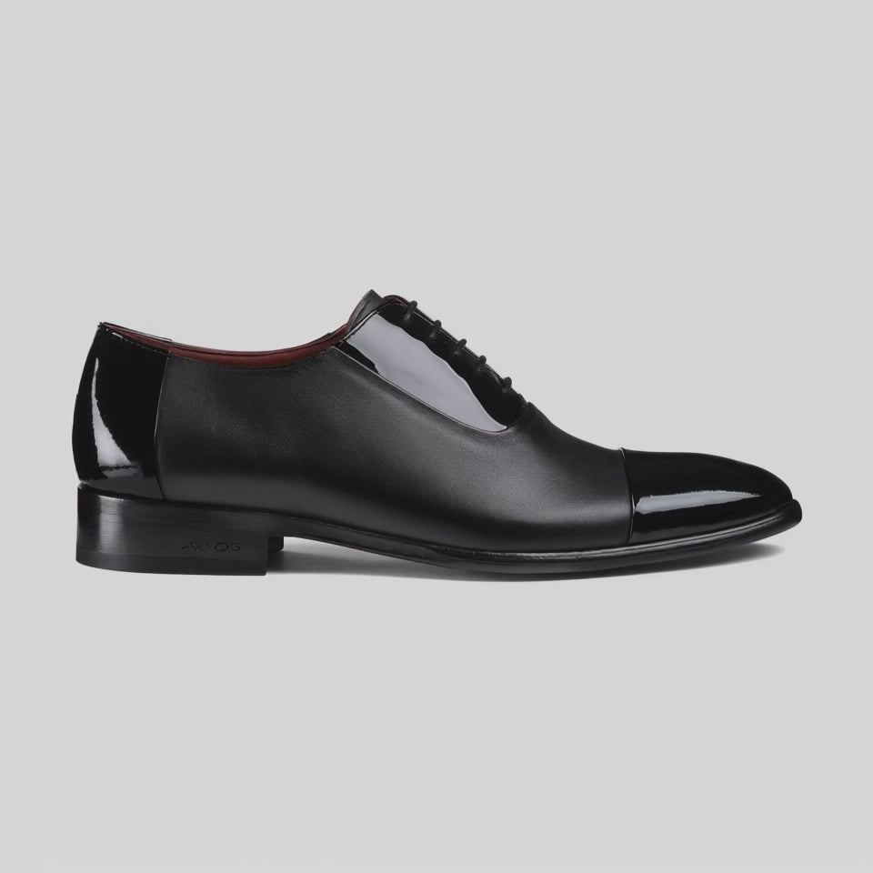 Men’s Black Patent Cap-Toe Oxford - video
