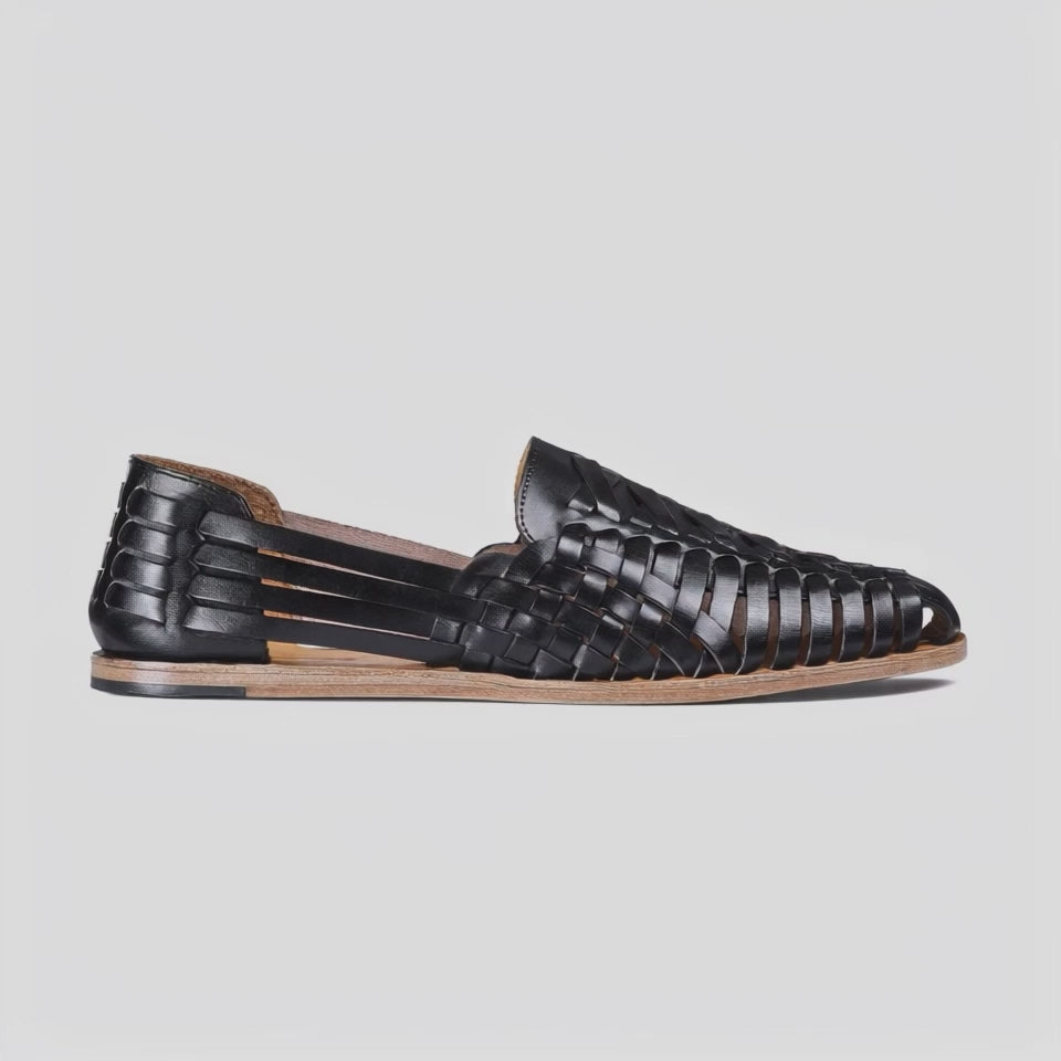 Men's Black Leather Huarache Sandal - video