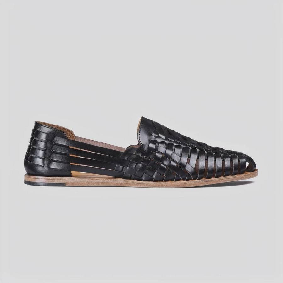 Men's Black Leather Huarache Sandal - video