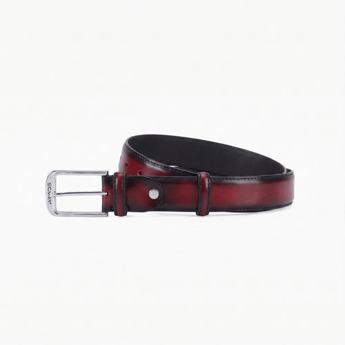 Men’s Burgundy Patina Leather Belt