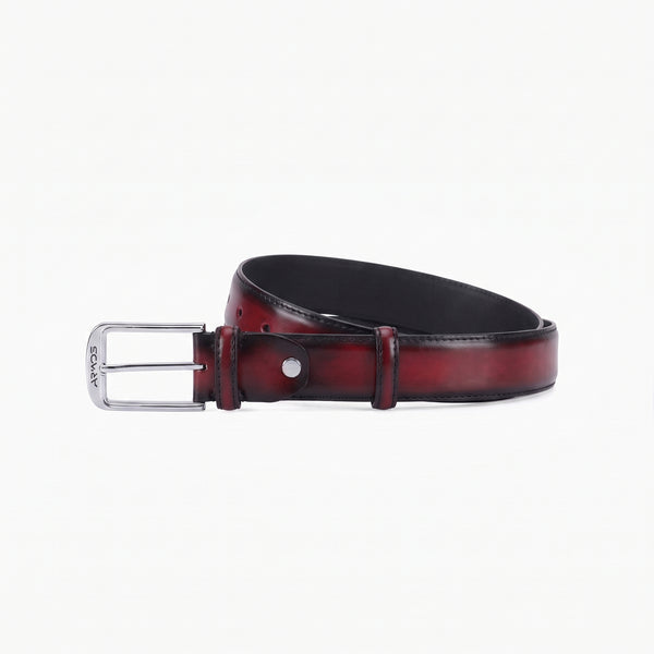 Men’s Burgundy Patina Leather Belt