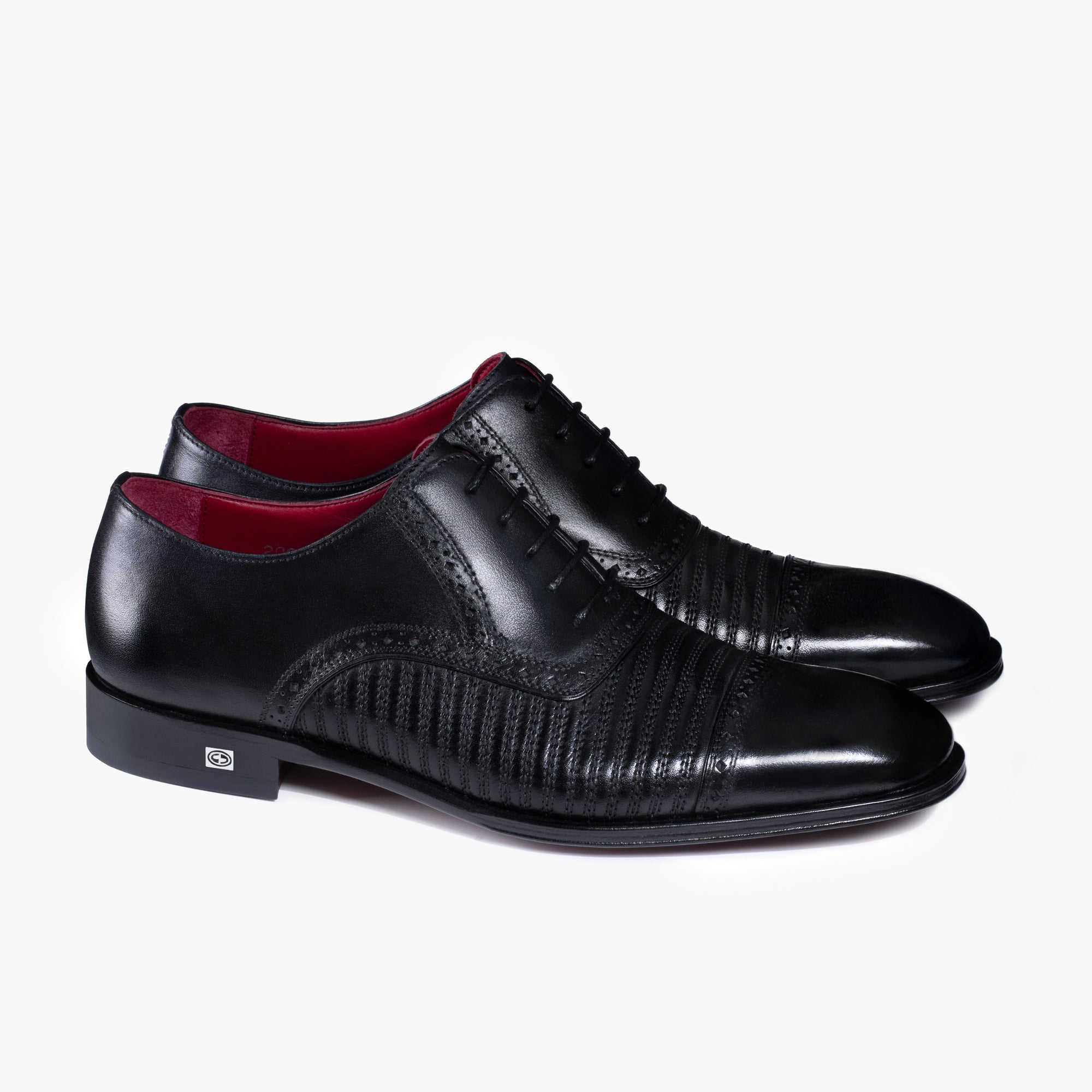 Men’s Black Textured Leather Brogue Oxford