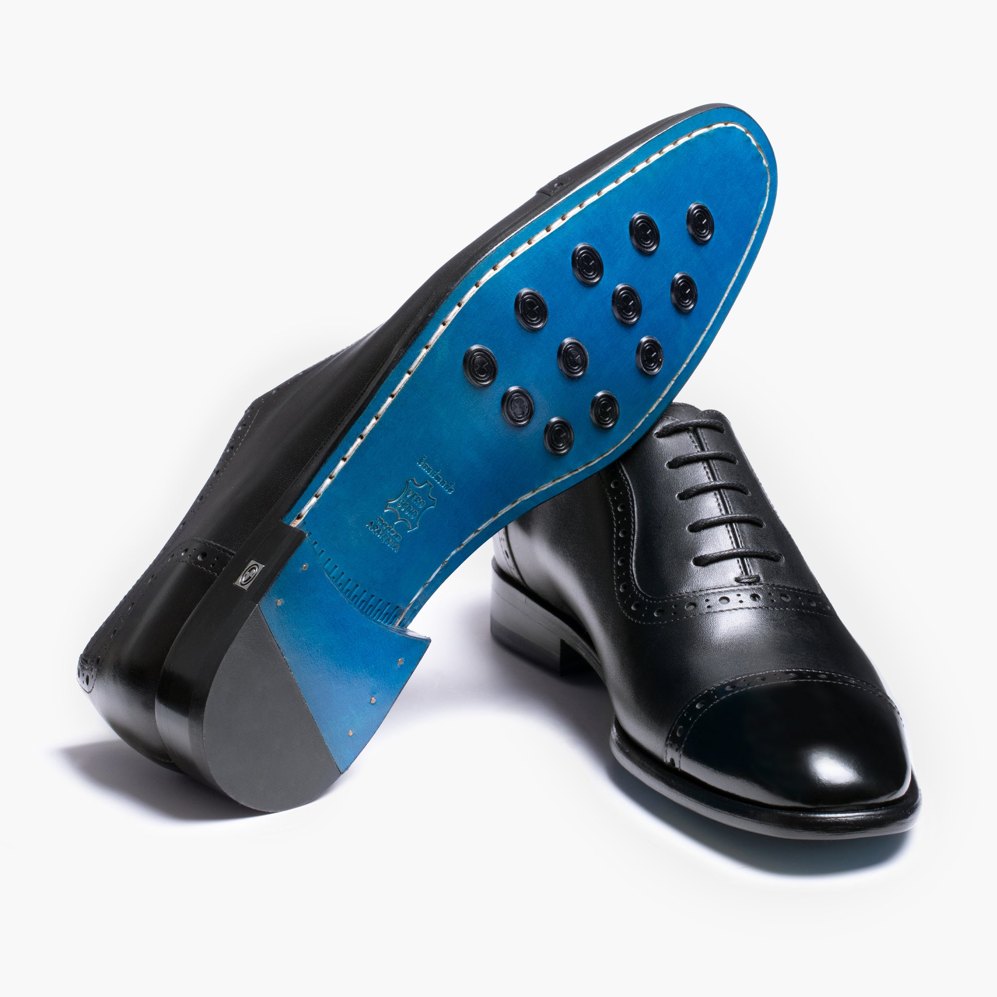 Men’s Black Leather Cap-Toe Oxford