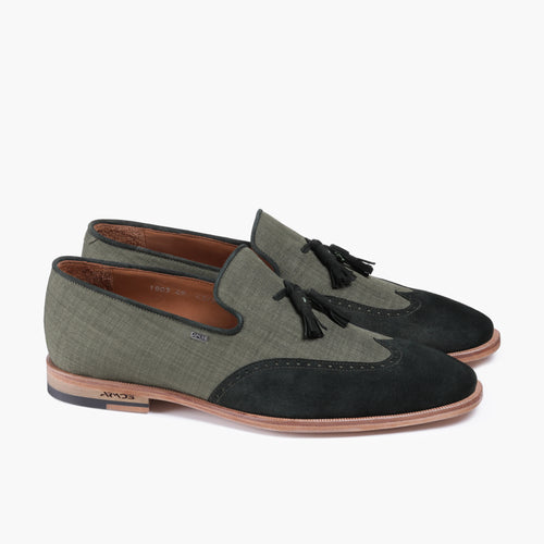 Men’s Green Linen Tassel Loafer