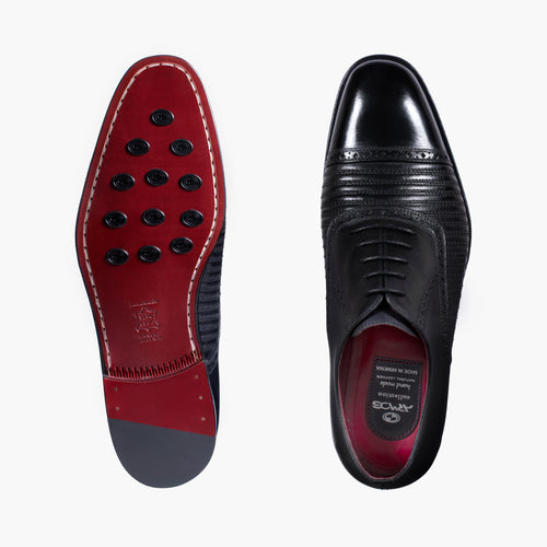 Men’s Black Textured Leather Brogue Oxford