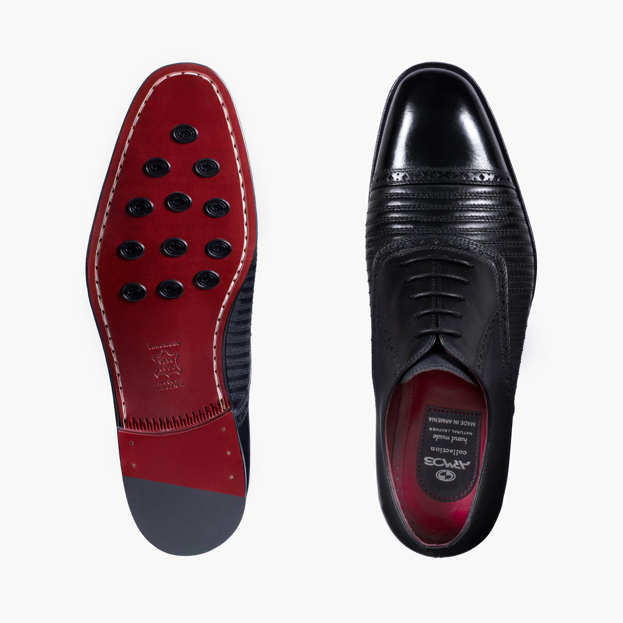 Men’s Black Textured Leather Brogue Oxford