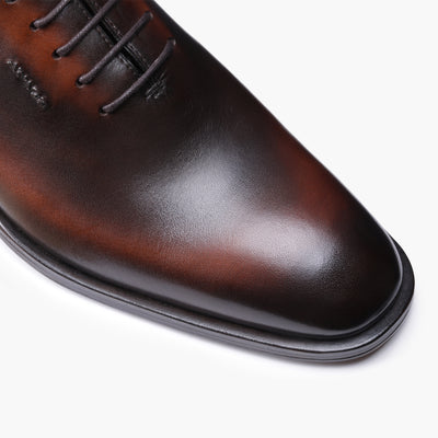 Men's Brown Patina Leather Oxford Lace-Up