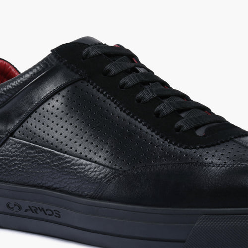 Men's Black Breathable Leather Sneaker