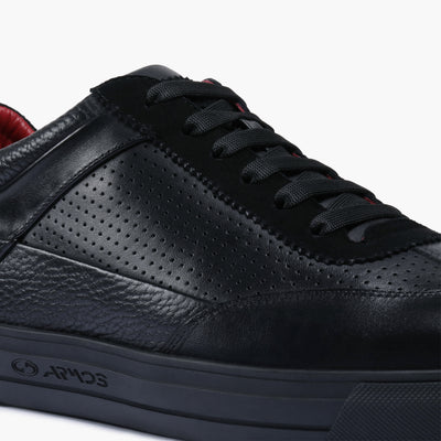 Men's Black Breathable Leather Sneaker