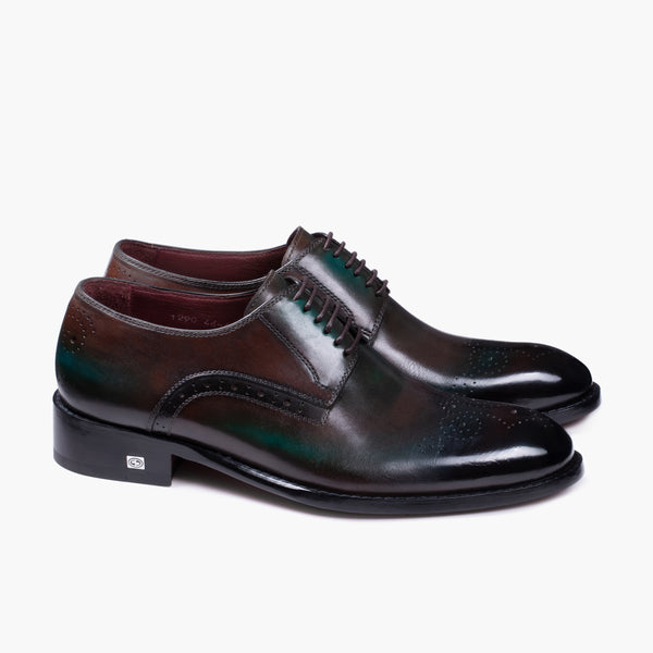 Men's Brown & Emerald Leather Derby
