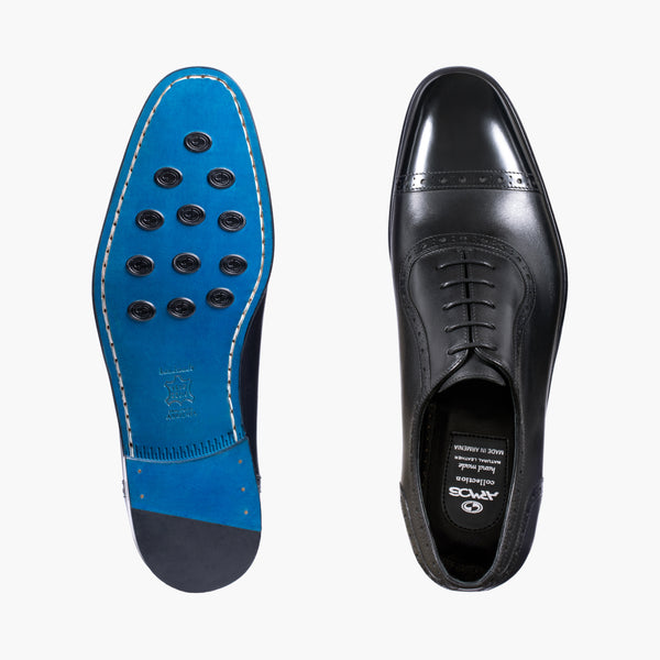 Men’s Black Leather Cap-Toe Oxford