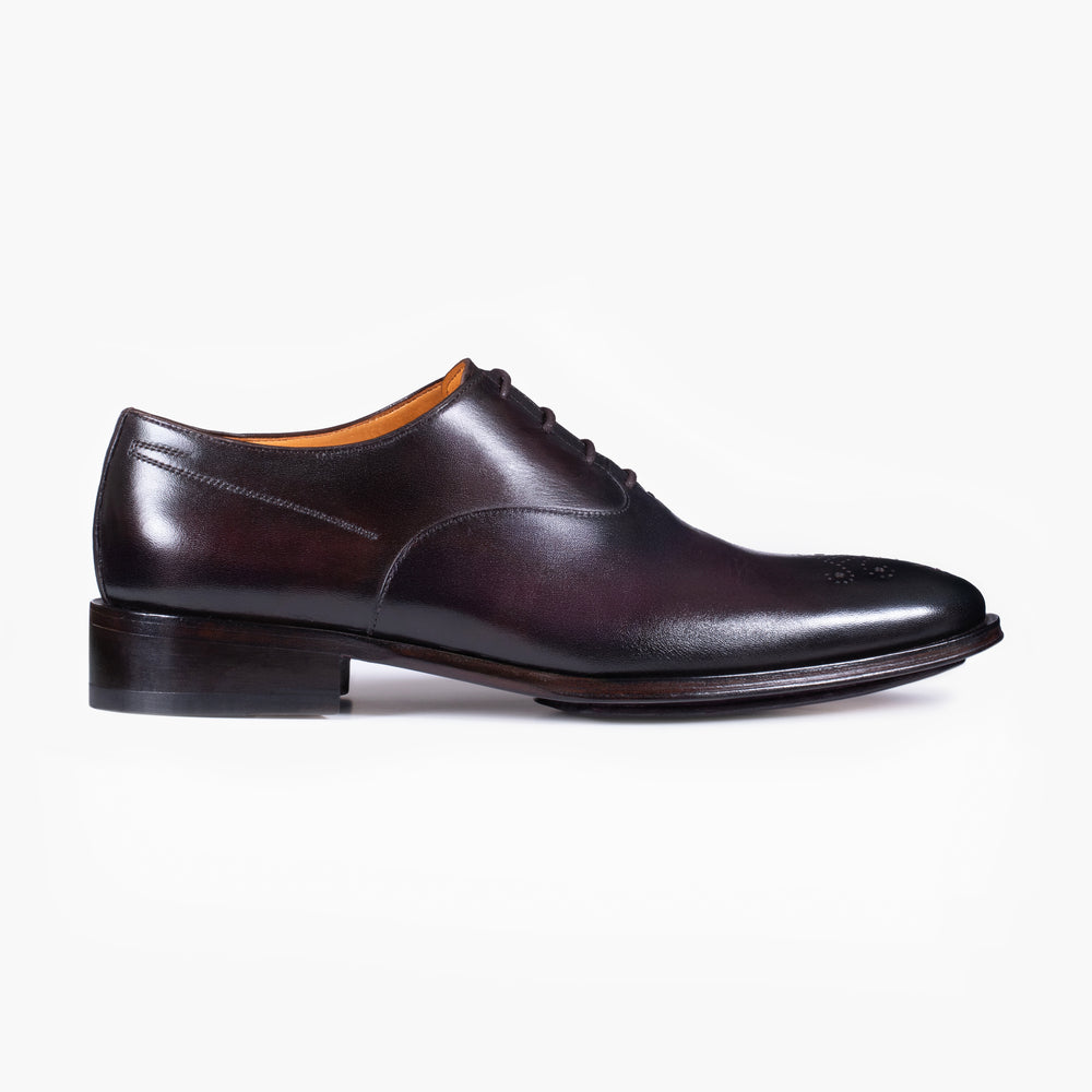 Men's Wine Leather Oxford Lace-up