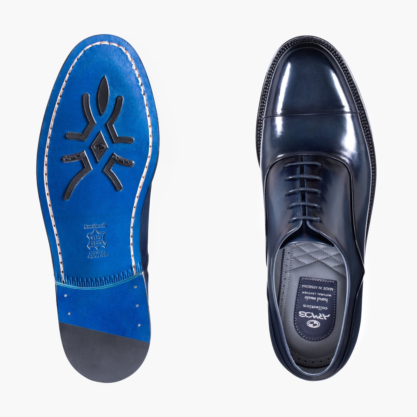 Men’s Blue Oxford with Glossy Toe Cap