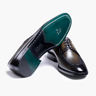 Men's Khaki Leather Derby Lace-Up