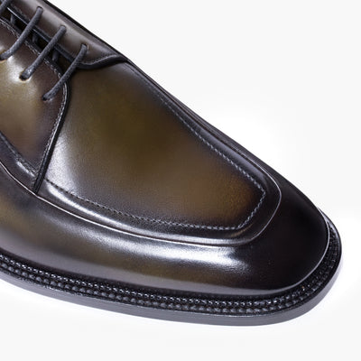 Men's Khaki Leather Derby Lace-Up