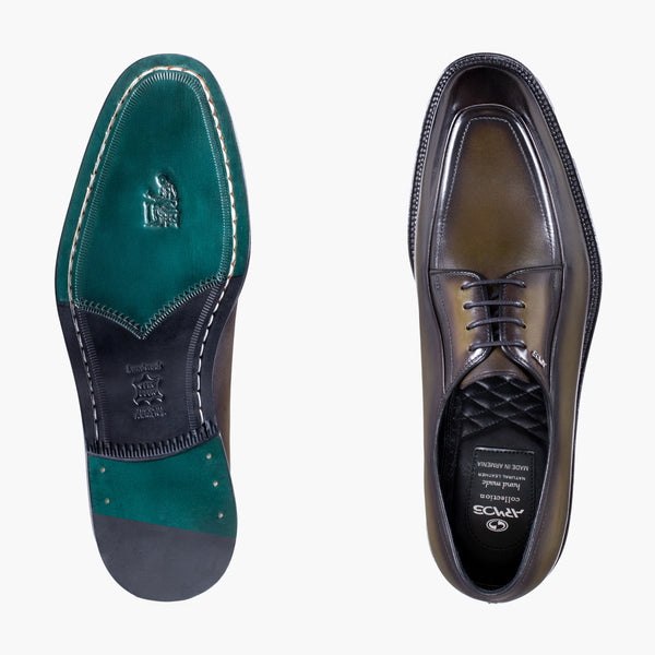 Men's Khaki Leather Derby Lace-Up