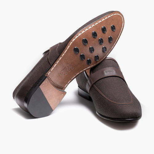 Men’s Brown Linen Penny Loafer