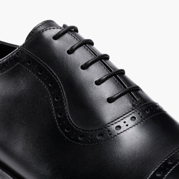 Men’s Black Leather Cap-Toe Oxford