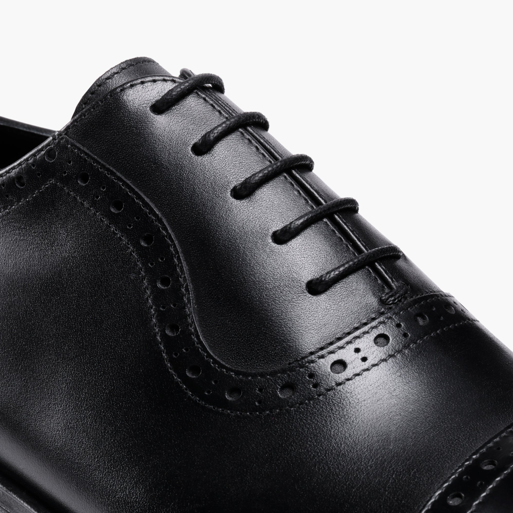 Men’s Black Leather Cap-Toe Oxford