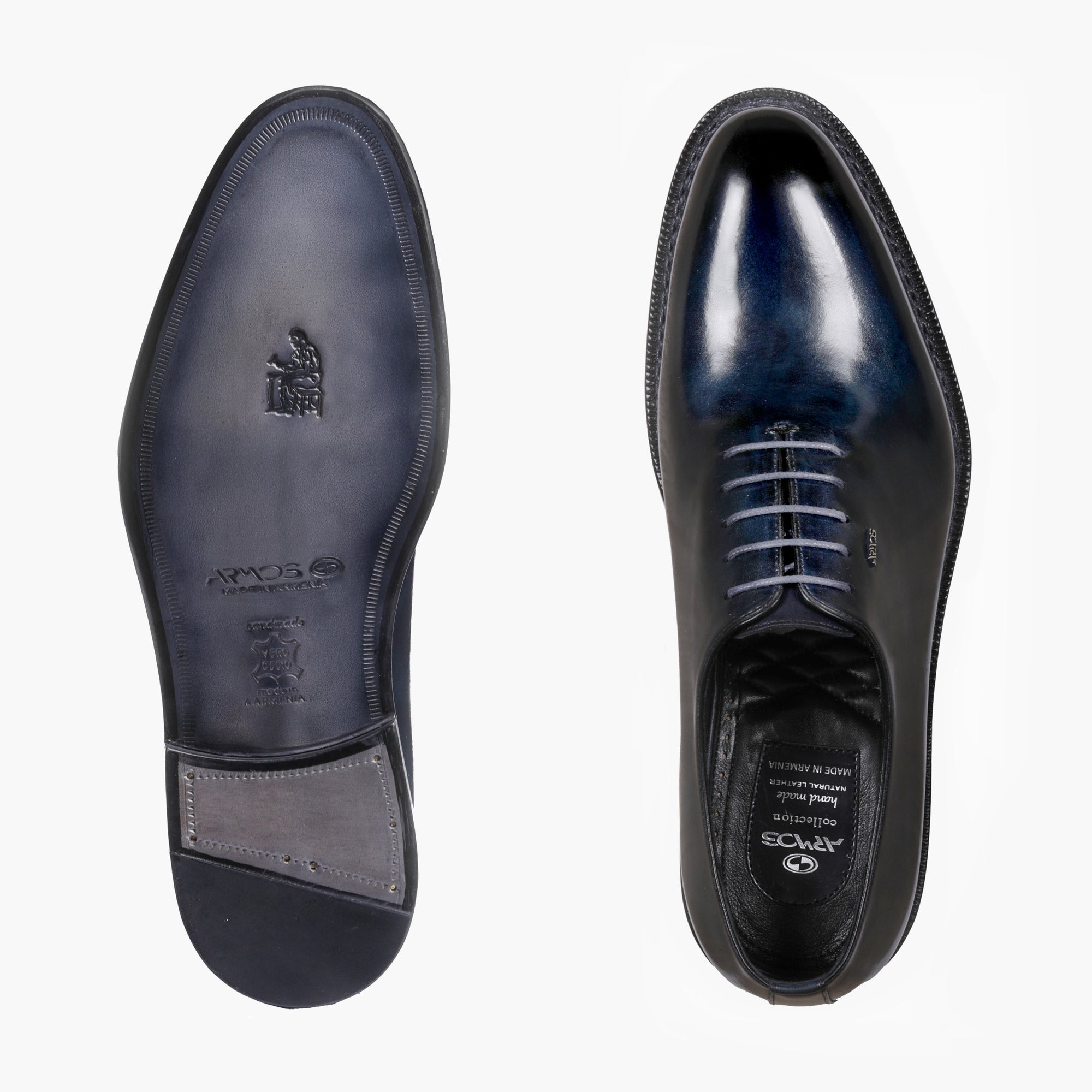 Men’s Blue Patina Leather Wholecut Oxford