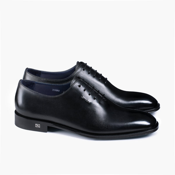Men's Black Leather Oxford Lace-Up