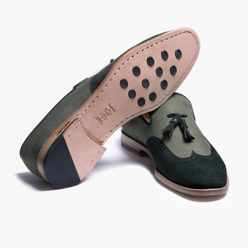 Men’s Green Linen Tassel Loafer