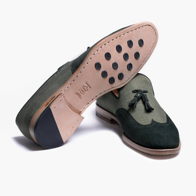 Men’s Green Linen Tassel Loafer