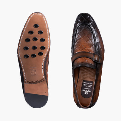 Men’s Brown Woven Single Monk Strap