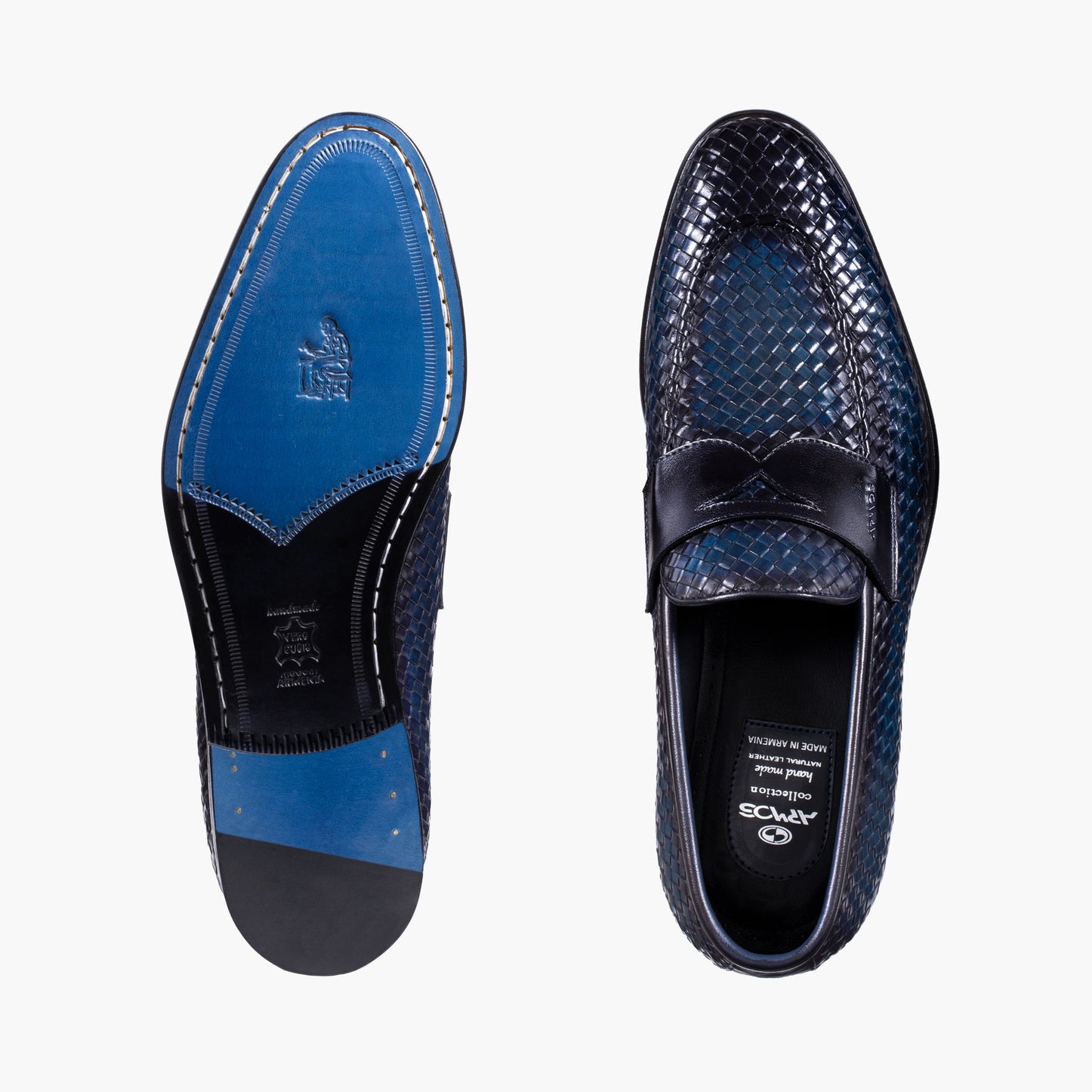 Men's Blue Woven Leather Penny Loafer