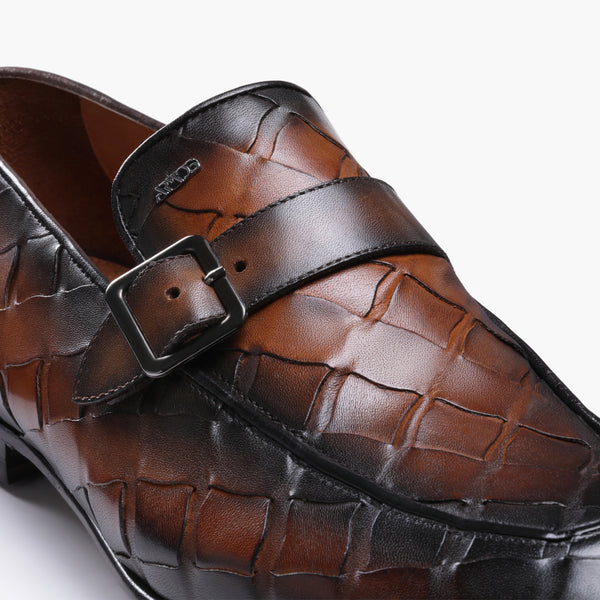 Men’s Brown Woven Single Monk Strap