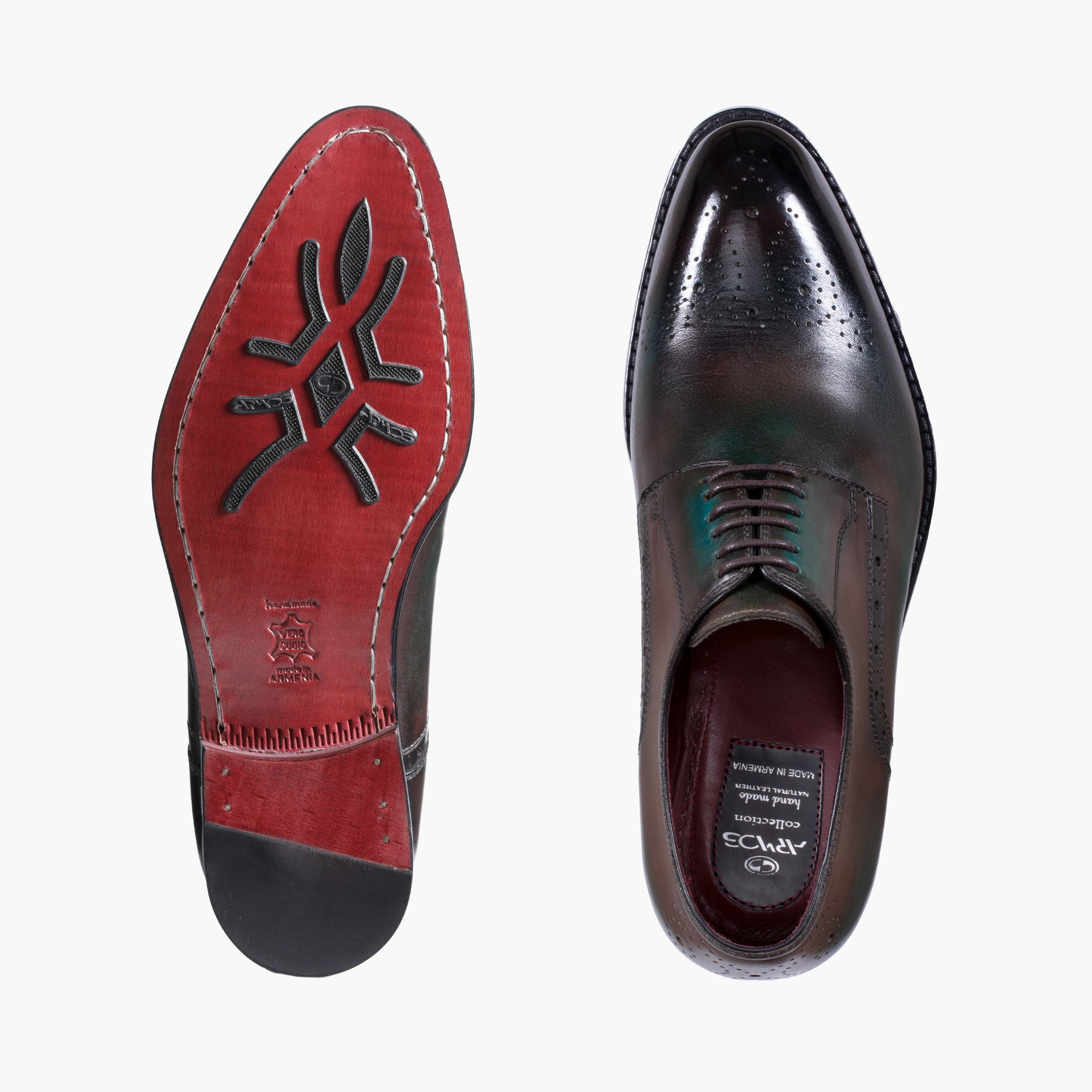 Men’s Brown & Emerald Patina Leather Derby