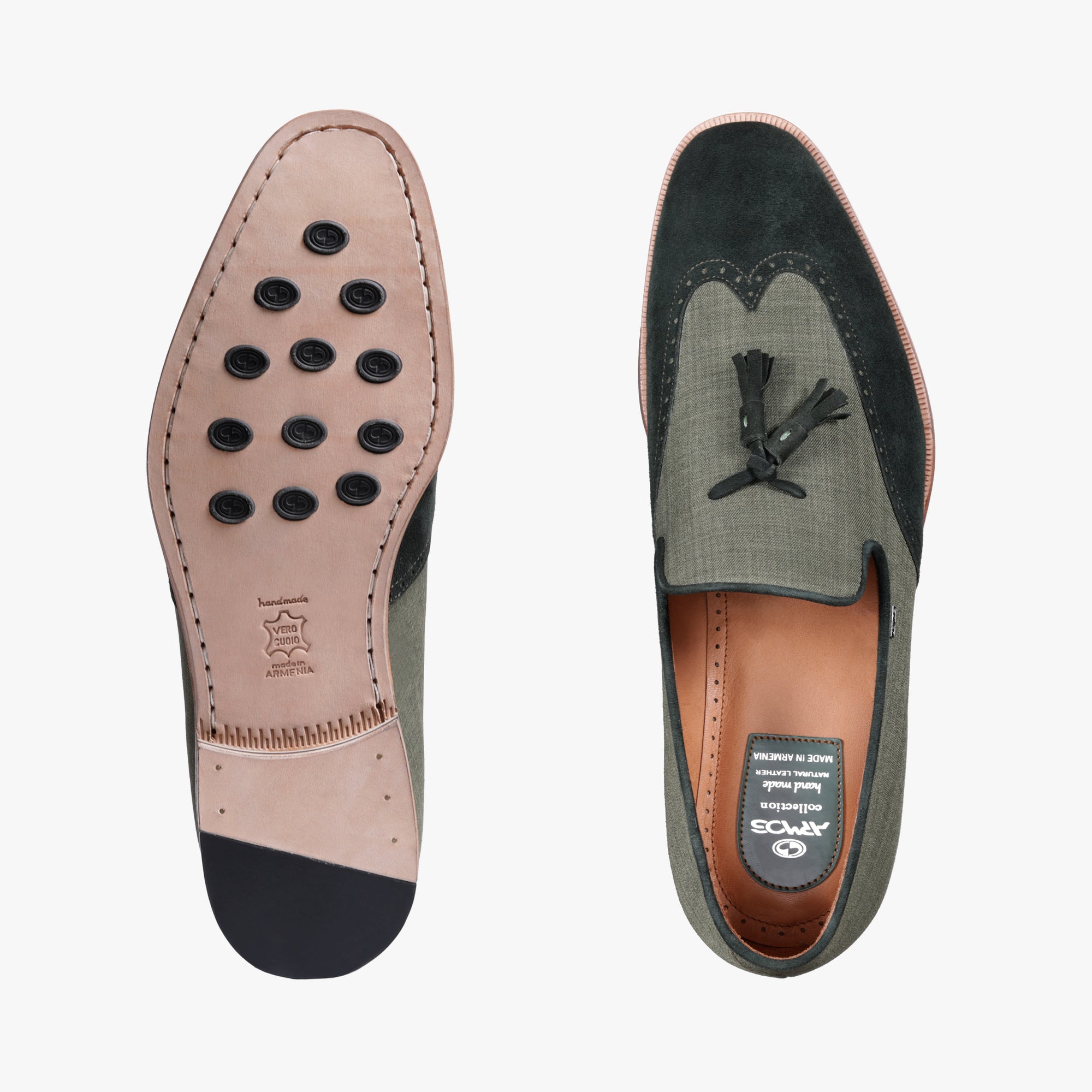Men’s Green Linen Tassel Loafer