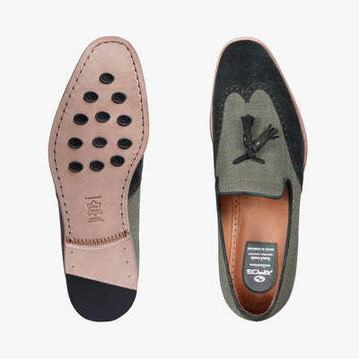 Men’s Green Linen Tassel Loafer